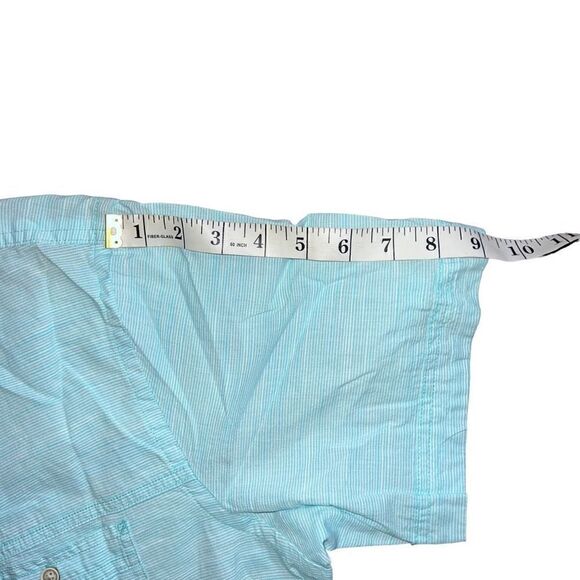 NWT IZOD Saltwater ￼Turquoise & White Striped Short Sleeve Button Down Size XXL - Picture 6 of 6